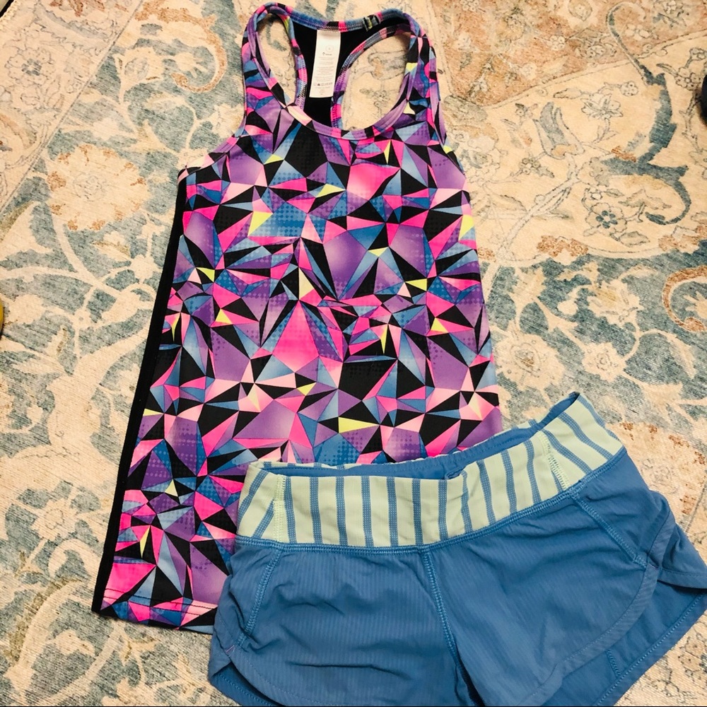 Ivivva Girls size 6 set. Speed shorts tank top